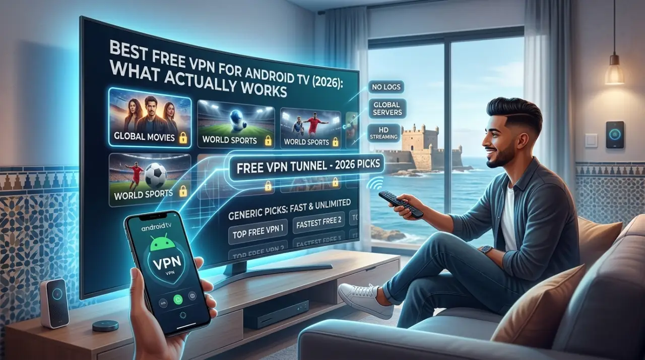 VPN app running on an Android TV home screen