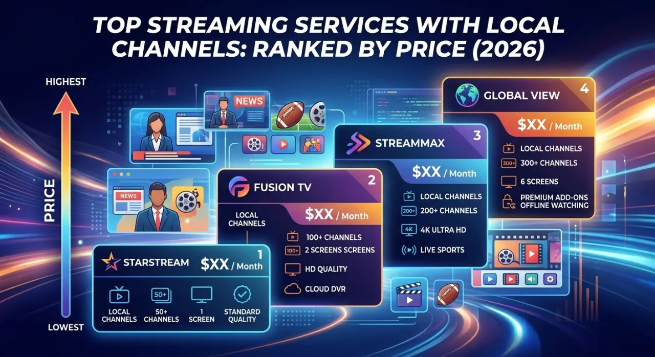 TV displaying a local news broadcast through a streaming app