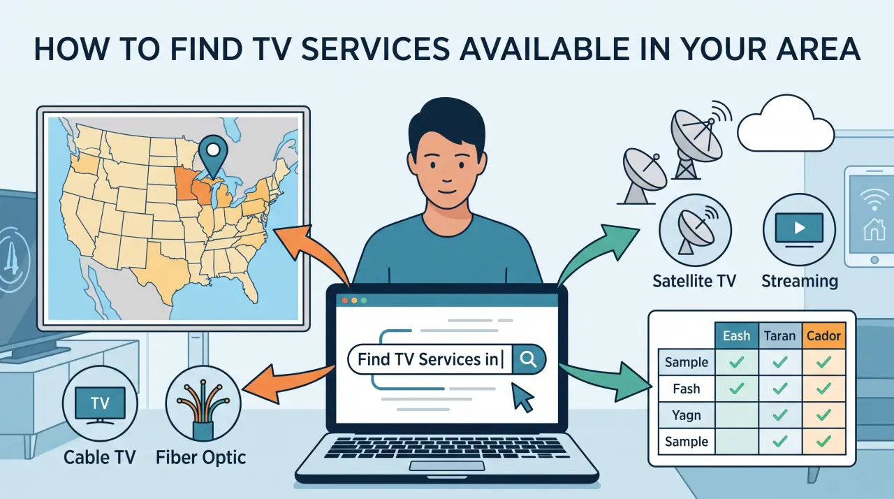 Person checking available TV service providers for their address